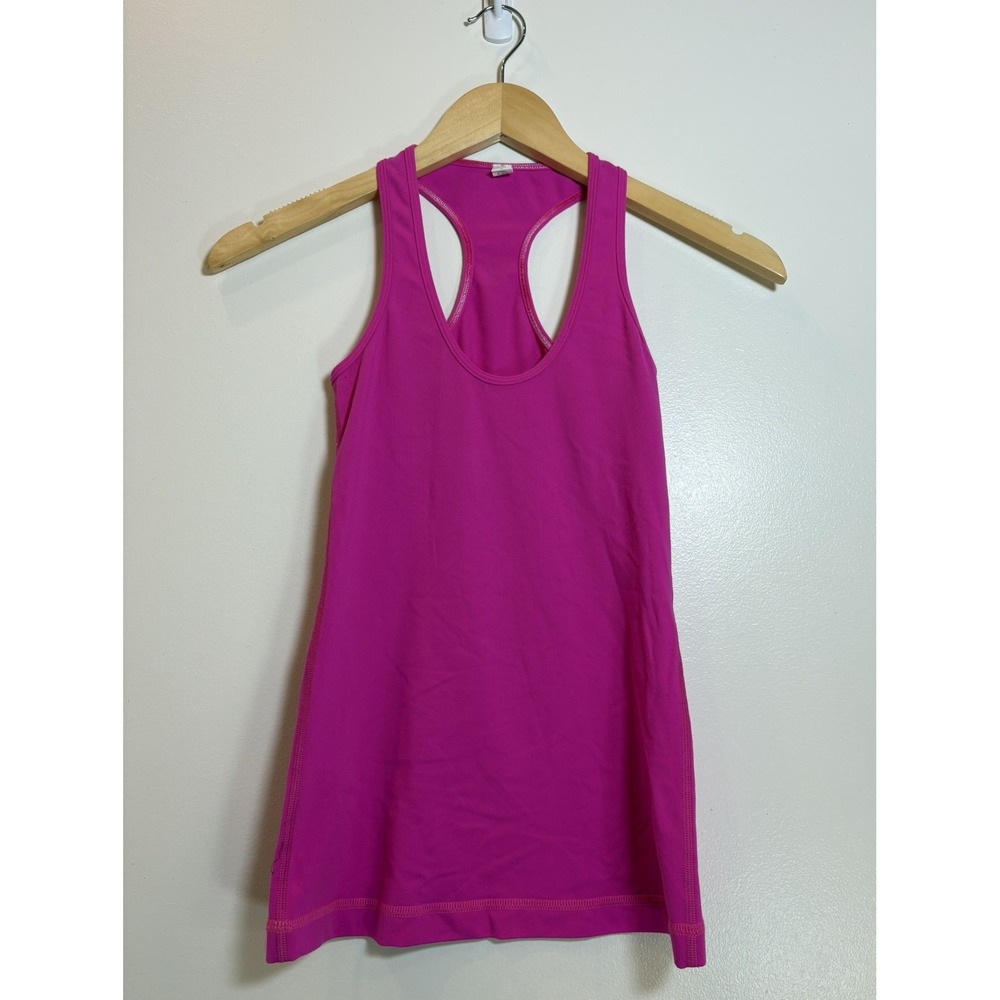 Lululemon Cool Racerback Tank Top Magenta Pink Luon Yoga Workout Size 2 Athletic